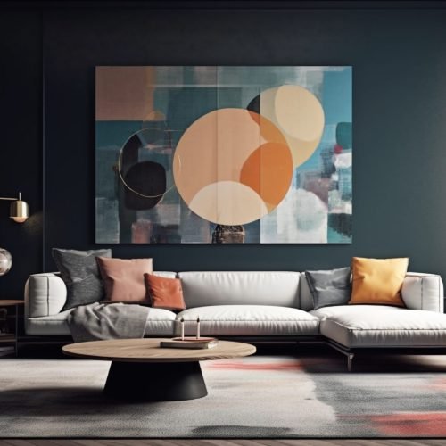 Modern apartment with comfortable sofa and decor generated by artificial intelligence